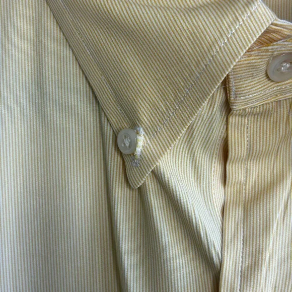 Ralph Lauren Vintage Yellow Mini Stripe Blue Polo Pony Logo Shirt 18/36-37 - Picture 4 of 7